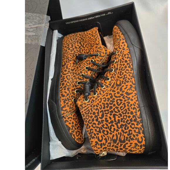 Sperry X Rebecca Minkoff Leather Leopard Print High-Top Sneakers NIB Womens 7.5 - Picture 12 of 12
